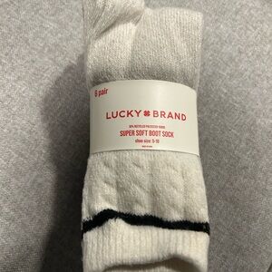 Lucky Brand White Super Soft Boot Socks